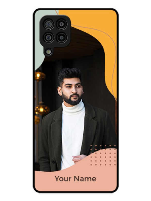 Custom Galaxy M32 4G Prime Edition Personalized Glass Phone Case - Tri-coloured overlay design