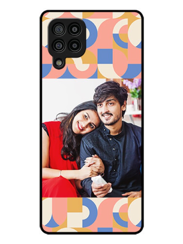 Custom Galaxy M32 4G Prime Edition Photo Printing on Glass Case - Semi-circle Maze Pattern Design