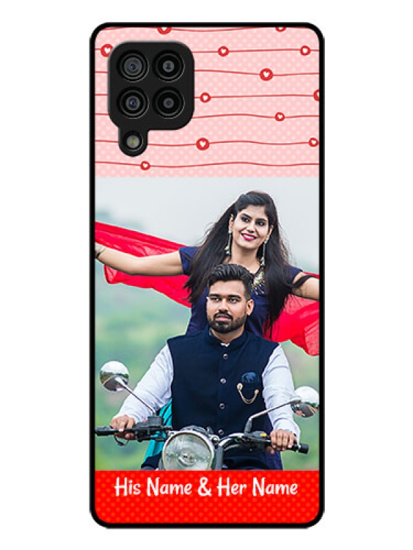 Custom Galaxy M32 4G Personalized Glass Phone Case  - Red Pattern Case Design