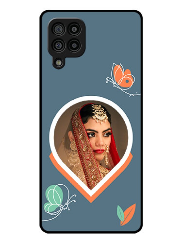 Custom Galaxy M32 4G Custom Glass Mobile Case - Droplet Butterflies Design