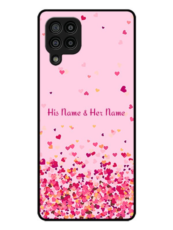 Custom Galaxy M32 4G Photo Printing on Glass Case - Floating Hearts Design