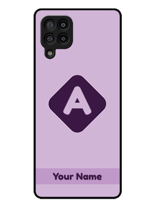 Custom Galaxy M32 4G Custom Glass Mobile Case - Custom Letter in curved badge Design