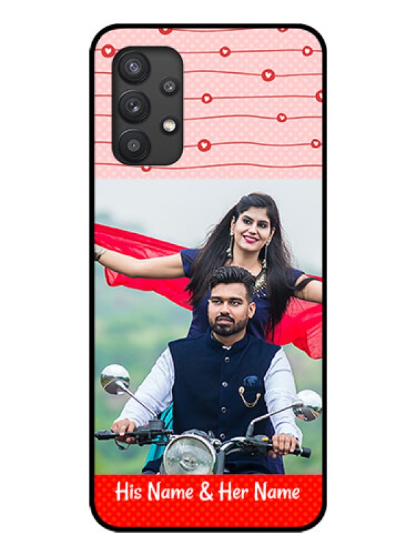 Custom Galaxy M32 5G Personalized Glass Phone Case - Red Pattern Case Design