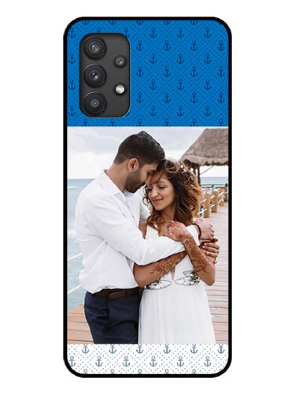 Custom Galaxy M32 5G Photo Printing on Glass Case - Blue Anchors Design