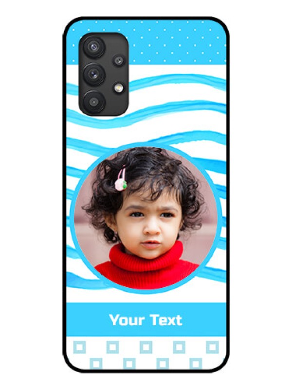 Custom Galaxy M32 5G Custom Glass Phone Case - Simple Blue Case Design
