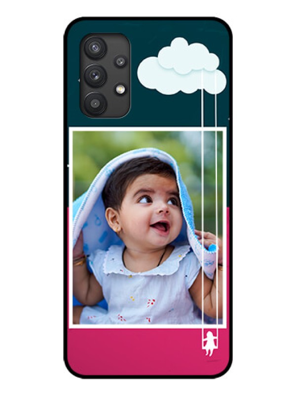 Custom Galaxy M32 5G Custom Glass Phone Case - Cute Girl with Cloud Design