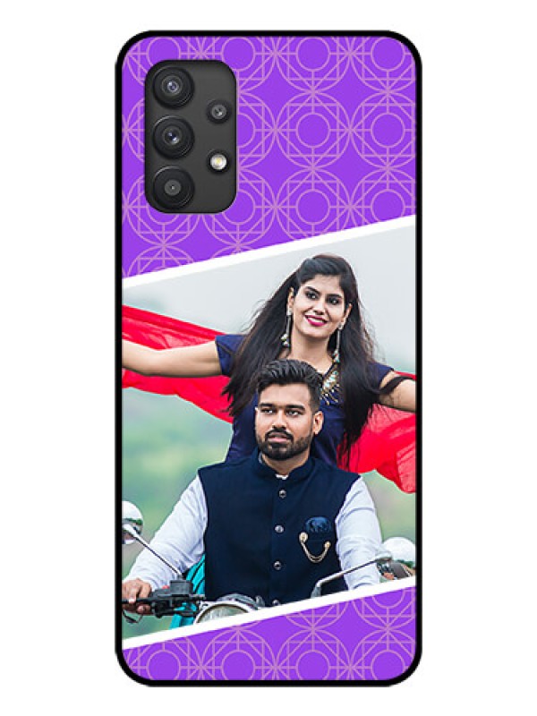 Custom Galaxy M32 5G Custom Glass Phone Case - Violet Pattern Design