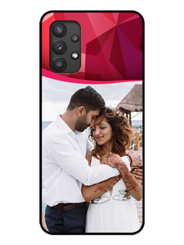 Custom Galaxy M32 5G Custom Glass Mobile Case - Red Abstract Design