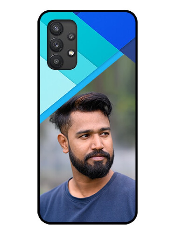 Custom Galaxy M32 5G Custom Glass Phone Case - Blue Pattern Design