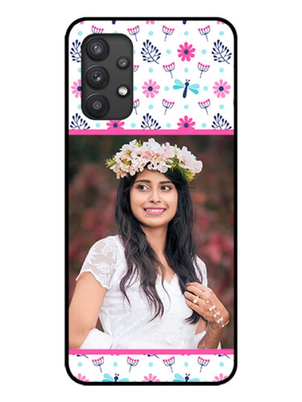 Custom Galaxy M32 5G Photo Printing on Glass Case - Colorful Flower Design
