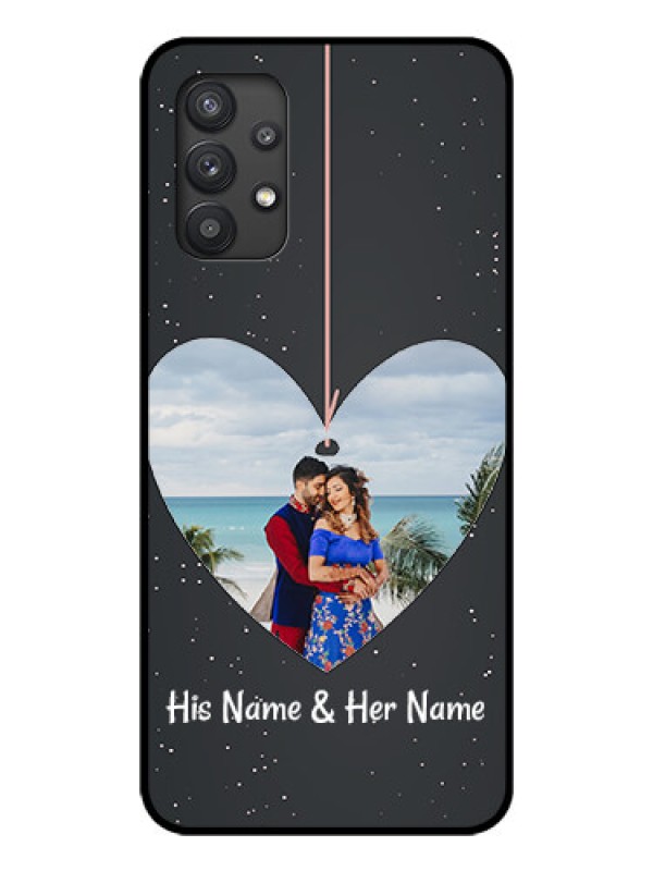 Custom Galaxy M32 5G Custom Glass Phone Case - Hanging Heart Design