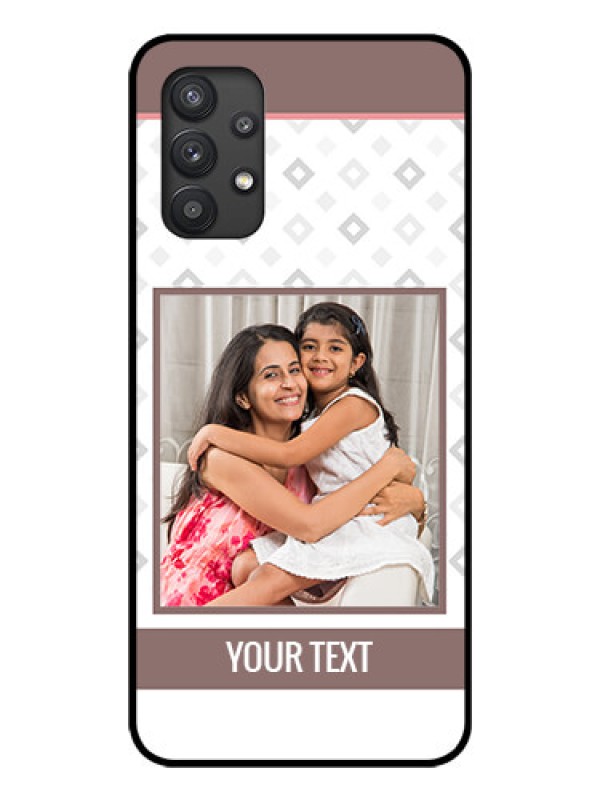 Custom Galaxy M32 5G Photo Printing on Glass Case - Simple Diamond Design