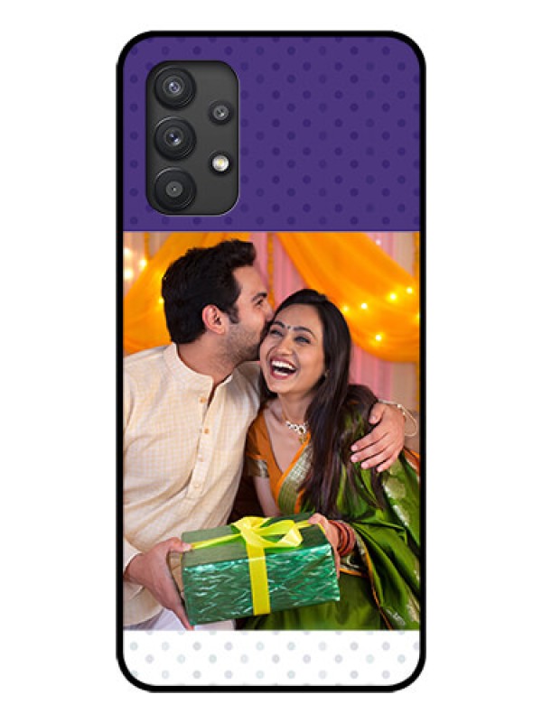 Custom Galaxy M32 5G Personalized Glass Phone Case - Violet Pattern Design