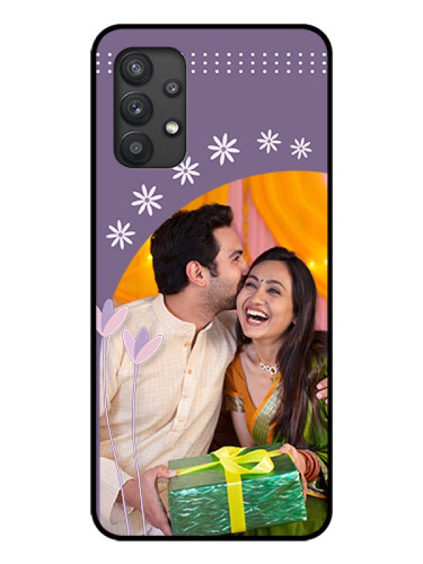 Custom Galaxy M32 5G Custom Glass Mobile Case - Lavender flowers design