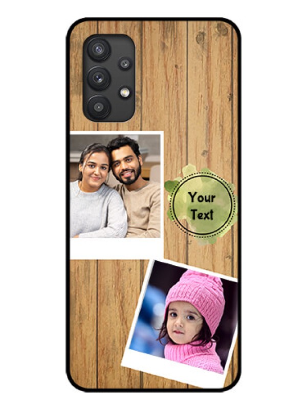 Custom Galaxy M32 5G Custom Glass Phone Case - Wooden Texture Design