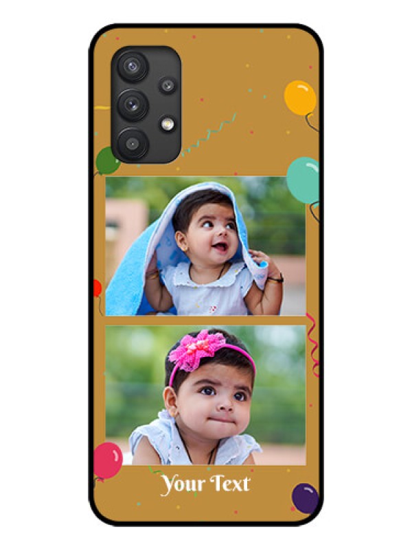 Custom Galaxy M32 5G Personalized Glass Phone Case - Image Holder with Birthday Celebrations Design