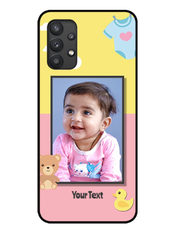 Custom Galaxy M32 5G Photo Printing on Glass Case - Kids 2 Color Design