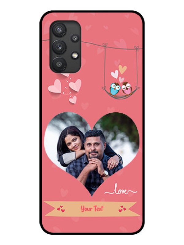 Custom Galaxy M32 5G Personalized Glass Phone Case - Peach Color Love Design