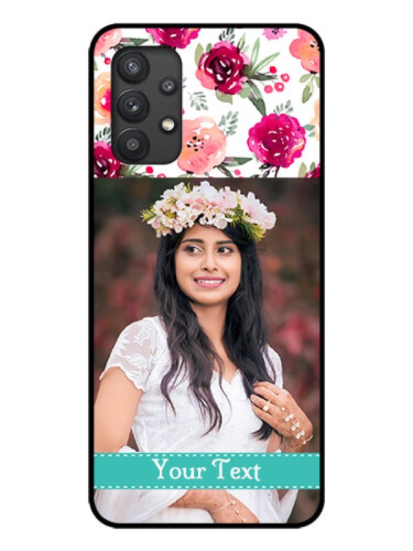 Custom Galaxy M32 5G Custom Glass Phone Case - Watercolor Floral Design