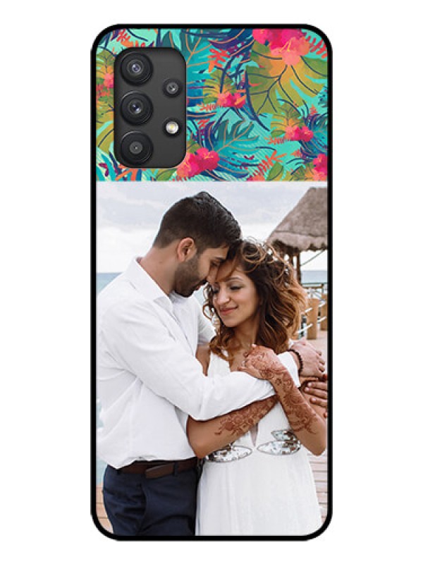Custom Galaxy M32 5G Photo Printing on Glass Case - Watercolor Floral Design