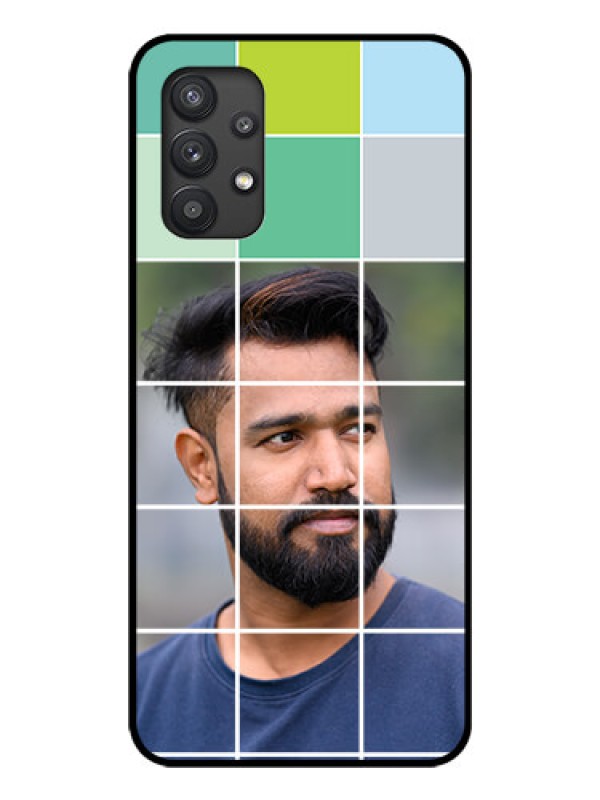 Custom Galaxy M32 5G Photo Printing on Glass Case - with white box pattern