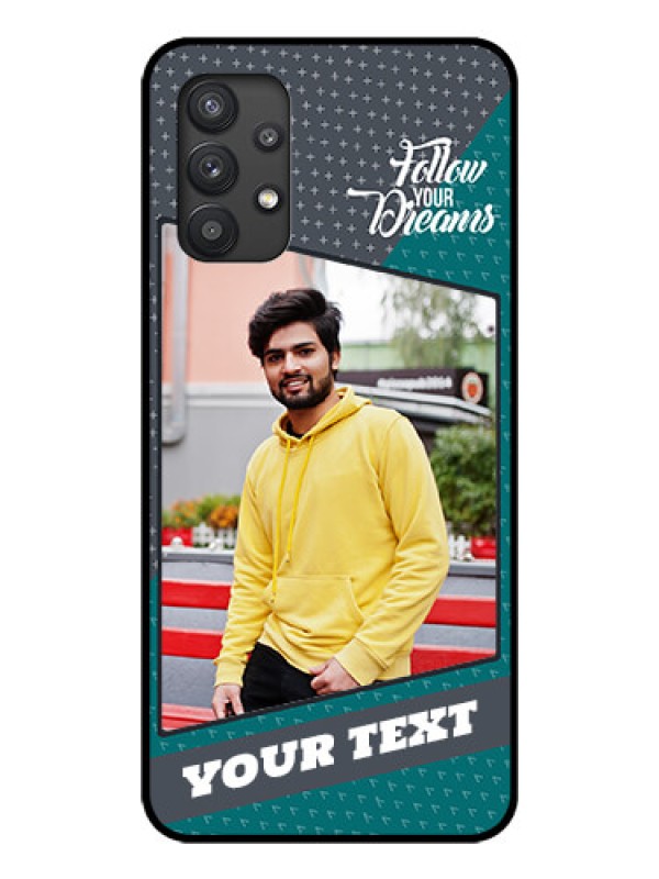 Custom Galaxy M32 5G Personalized Glass Phone Case - Background Pattern Design with Quote