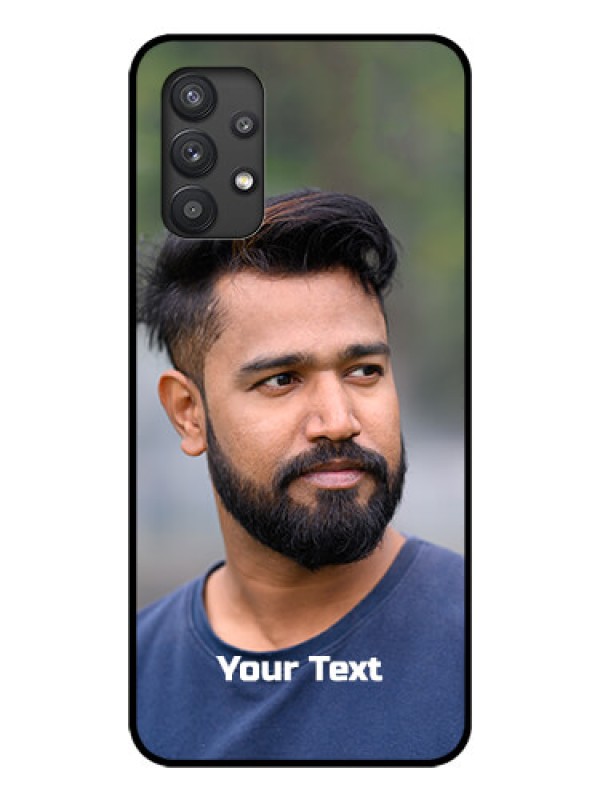 Custom Galaxy M32 5G Glass Mobile Cover: Photo with Text