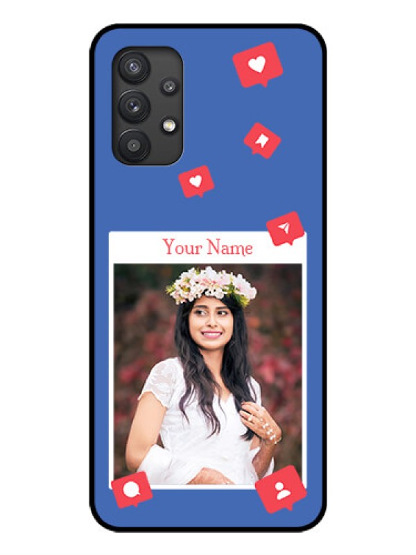 Custom Galaxy M32 5G Custom Glass Phone Case - Like Share And Comment Design