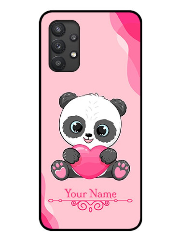 Custom Galaxy M32 5G Custom Glass Mobile Case - Cute Panda Design