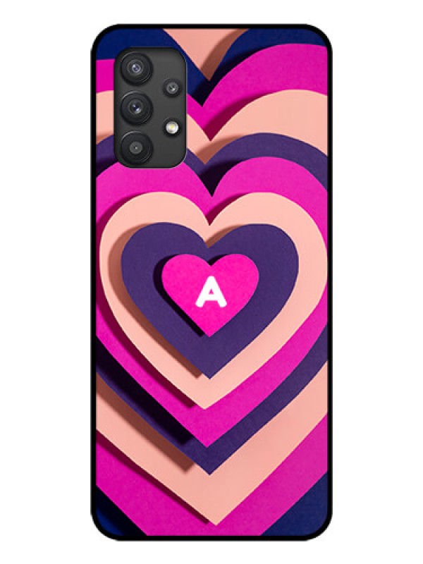 Custom Galaxy M32 5G Custom Glass Mobile Case - Cute Heart Pattern Design