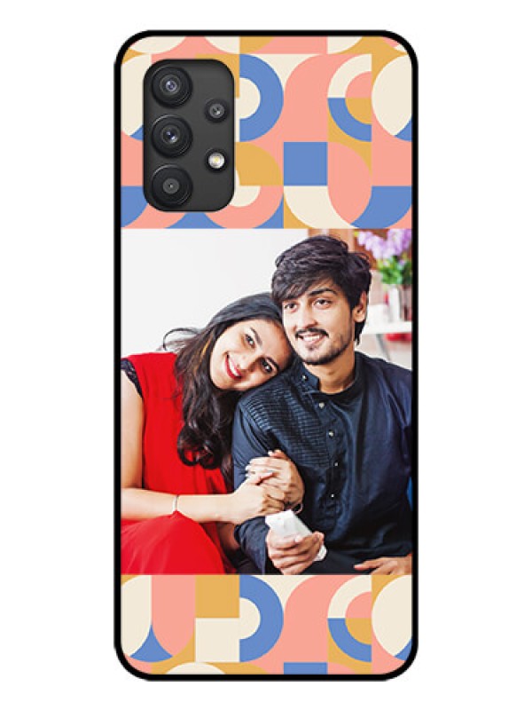 Custom Galaxy M32 5G Photo Printing on Glass Case - Semi-circle Maze Pattern Design