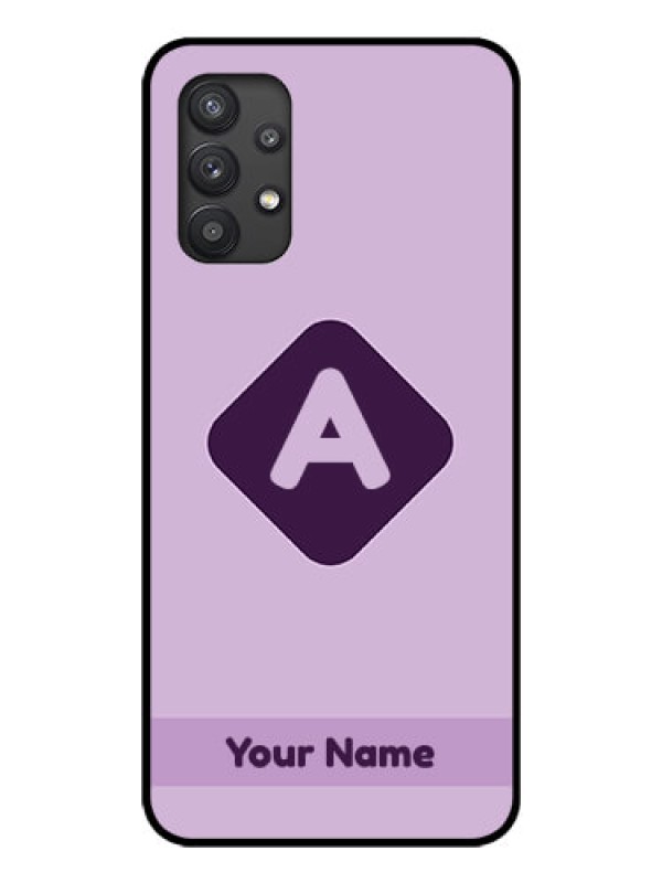 Custom Galaxy M32 5G Custom Glass Mobile Case - Custom Letter in curved badge Design