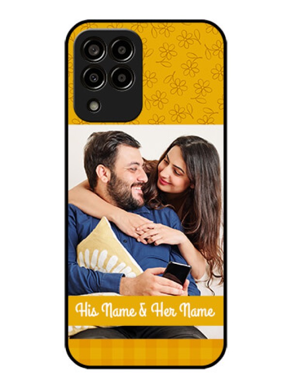 Custom Galaxy m33-5g 5G Custom Glass Mobile Case - Yellow Floral Design
