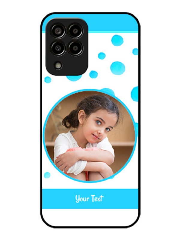 Custom Galaxy m33-5g 5G Photo Printing on Glass Case - Blue Bubbles Pattern Design