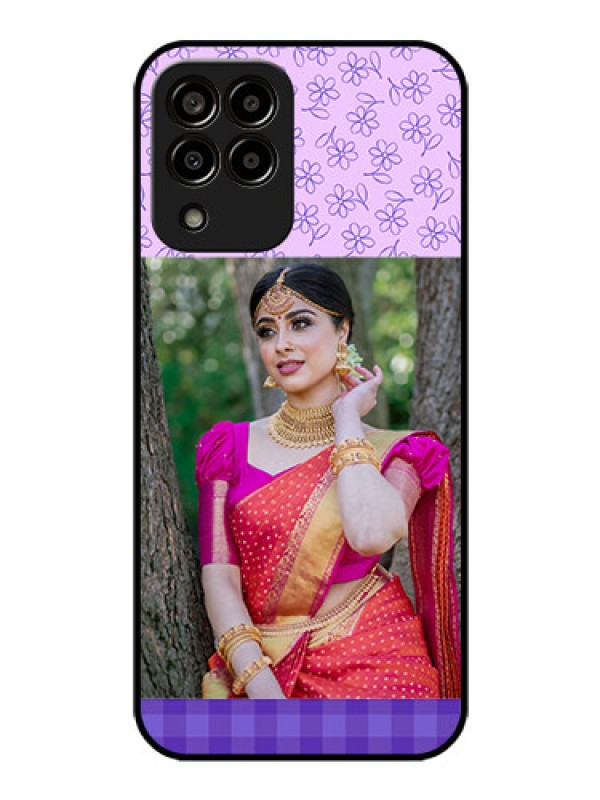Custom Galaxy m33-5g 5G Custom Glass Phone Case - Purple Floral Design