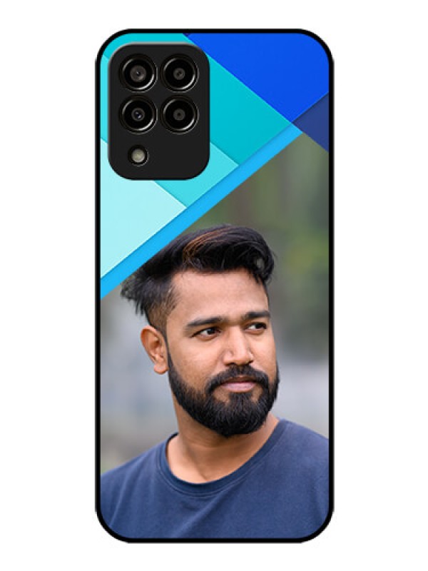 Custom Galaxy m33-5g 5G Custom Glass Phone Case - Blue Pattern Design