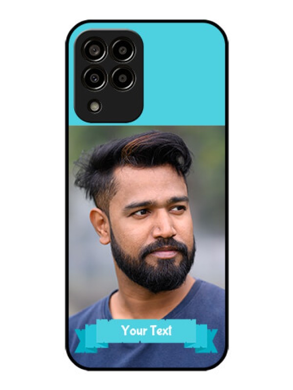 Custom Galaxy m33-5g 5G Personalized Glass Phone Case - Simple Blue Color Design