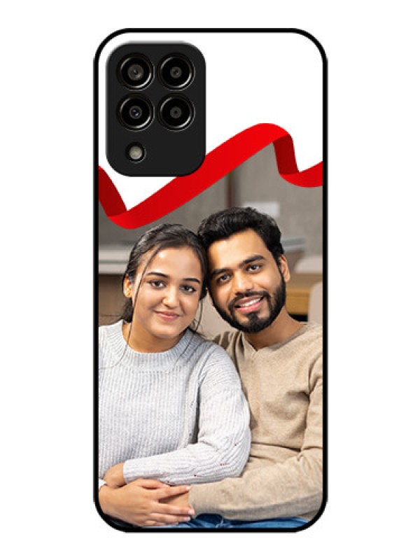 Custom Galaxy m33-5g 5G Photo Printing on Glass Case - Red Ribbon Frame Design