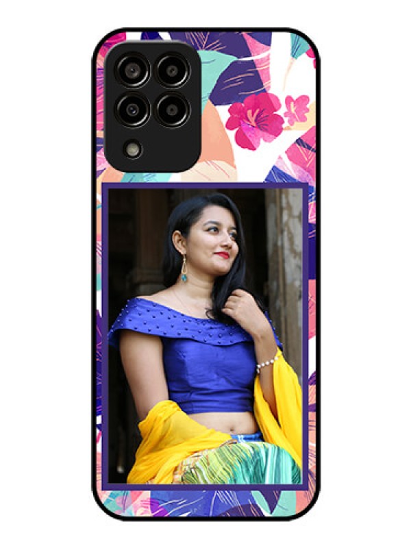 Custom Galaxy m33-5g 5G Custom Glass Mobile Case - Abstract Floral Design