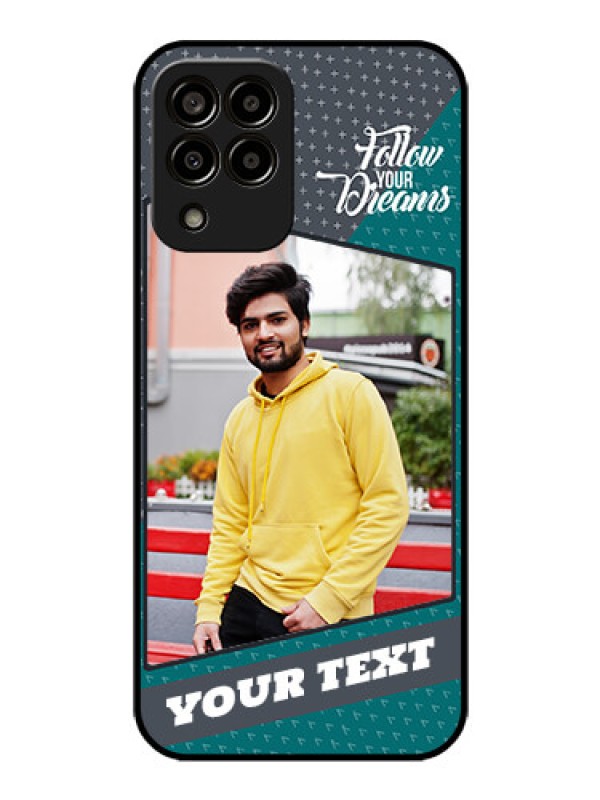 Custom Galaxy m33-5g 5G Personalized Glass Phone Case - Background Pattern Design with Quote