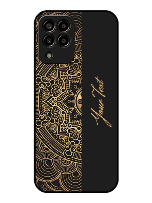 Custom Galaxy M33 5G Photo Printing on Glass Case - Mandala art with custom text Design