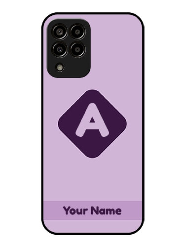 Custom Galaxy M33 5G Custom Glass Mobile Case - Custom Letter in curved badge Design