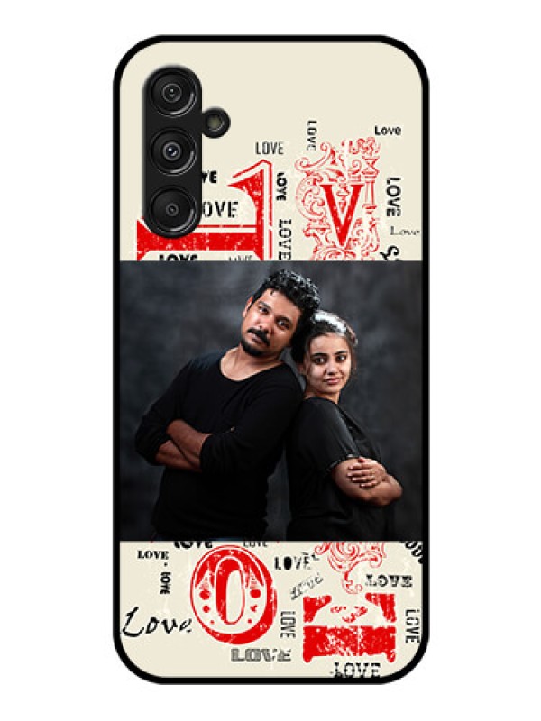 Custom Samsung Galaxy M34 5G Photo Printing on Glass Case - Trendy Love Design Case