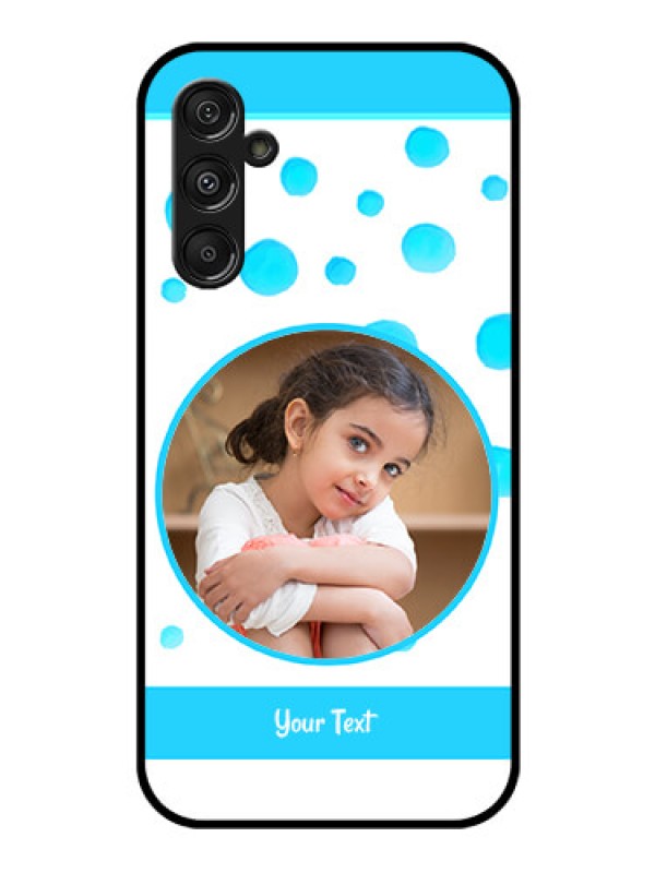Custom Samsung Galaxy M34 5G Photo Printing on Glass Case - Blue Bubbles Pattern Design