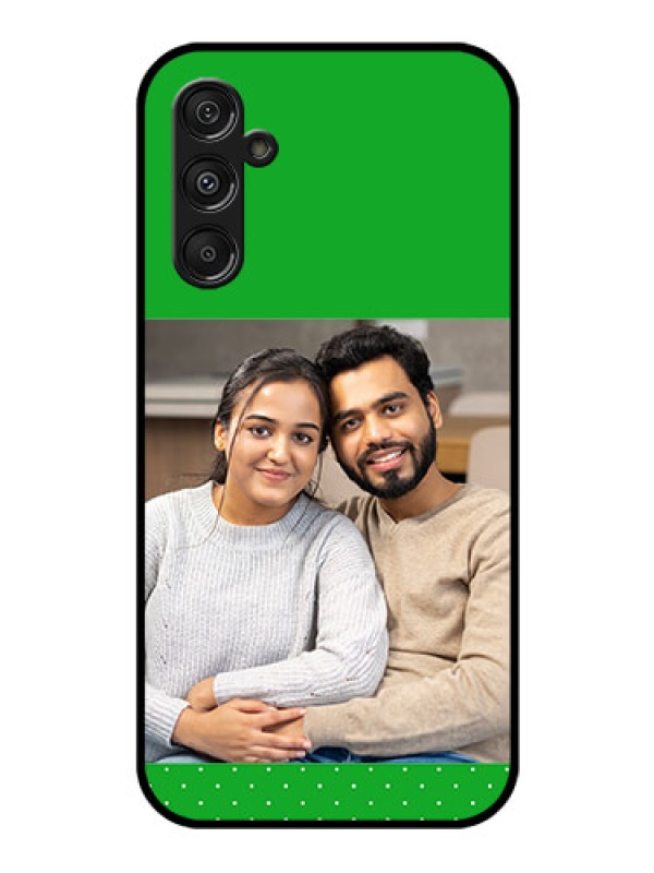 Custom Samsung Galaxy M34 5G Personalized Glass Phone Case - Green Pattern Design