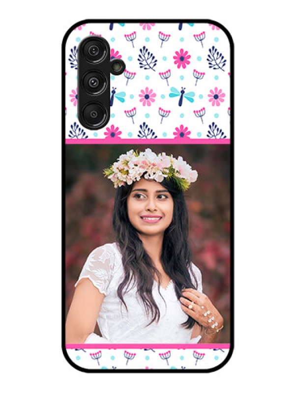 Custom Samsung Galaxy M34 5G Photo Printing on Glass Case - Colorful Flower Design
