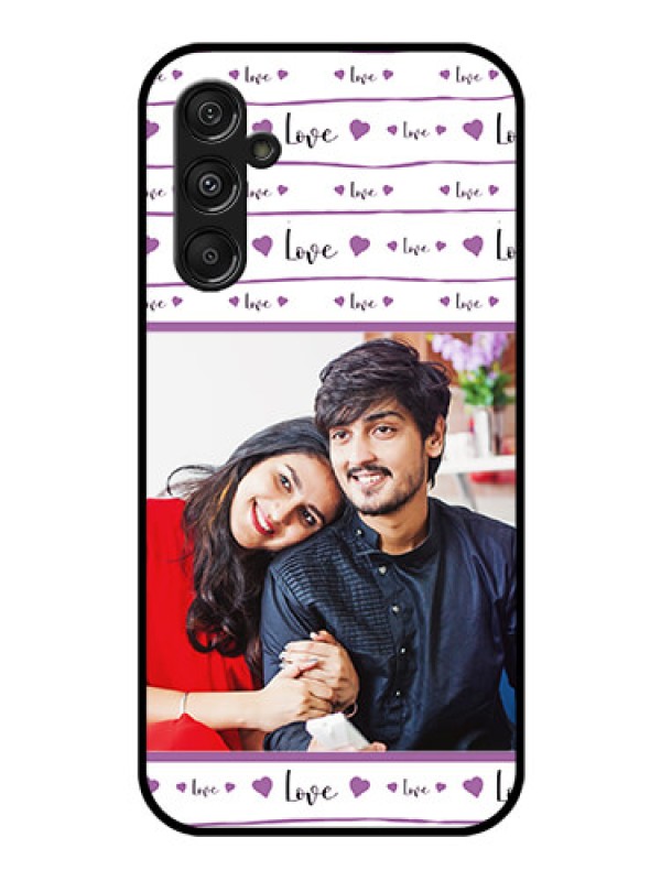 Custom Samsung Galaxy M34 5G Custom Glass Mobile Case - Couples Heart Design