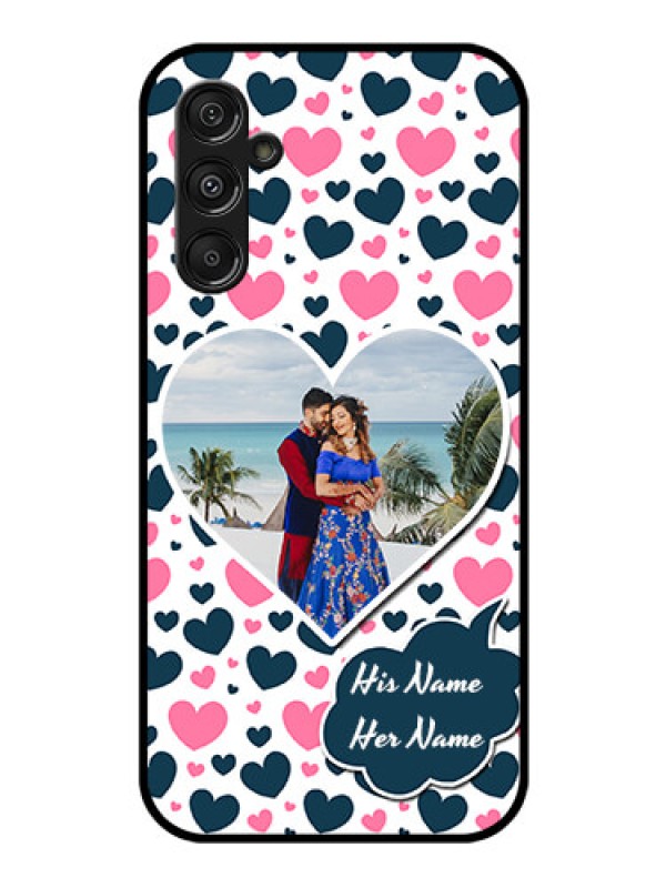 Custom Samsung Galaxy M34 5G Custom Glass Phone Case - Pink & Blue Heart Design