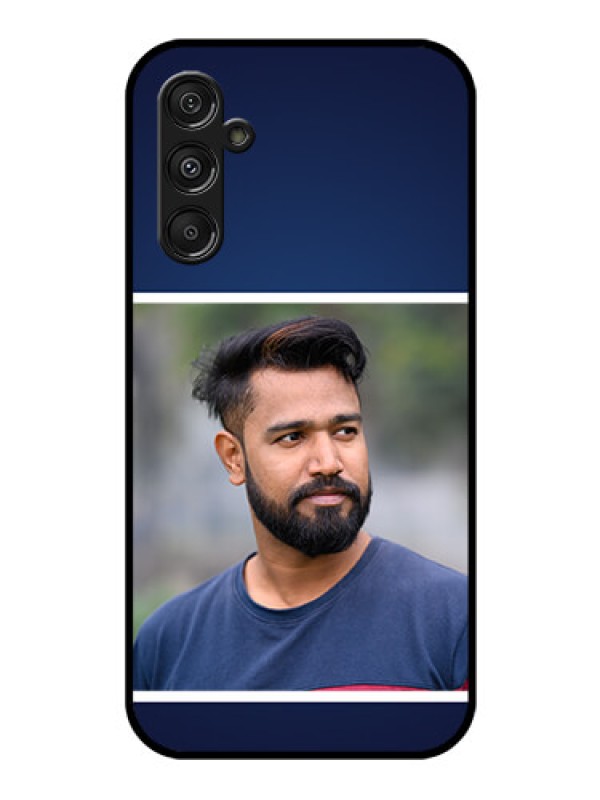 Custom Samsung Galaxy M34 5G Personalized Glass Phone Case - Simple Royal Blue Design