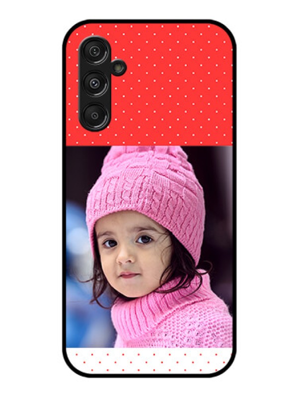 Custom Samsung Galaxy M34 5G Photo Printing on Glass Case - Red Pattern Design